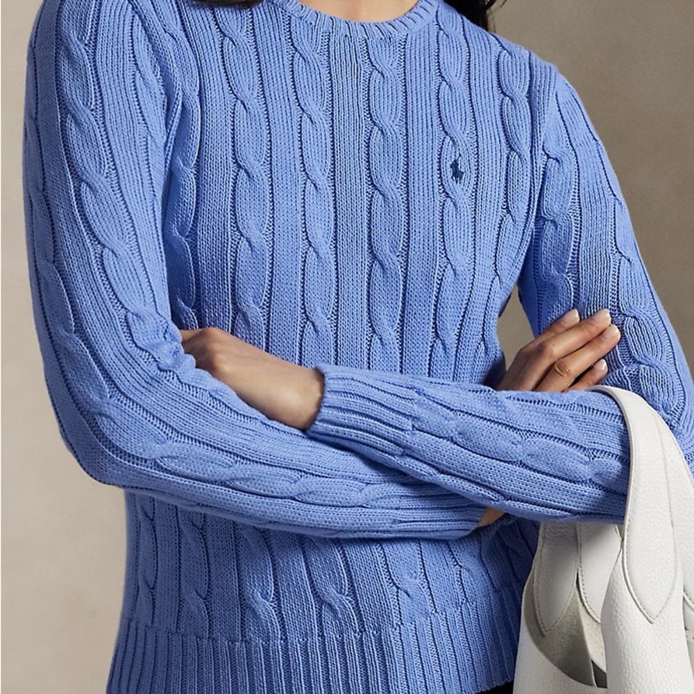 Polo by Ralph Lauren Cable-Knit Crewneck Sweater in Periwinkle